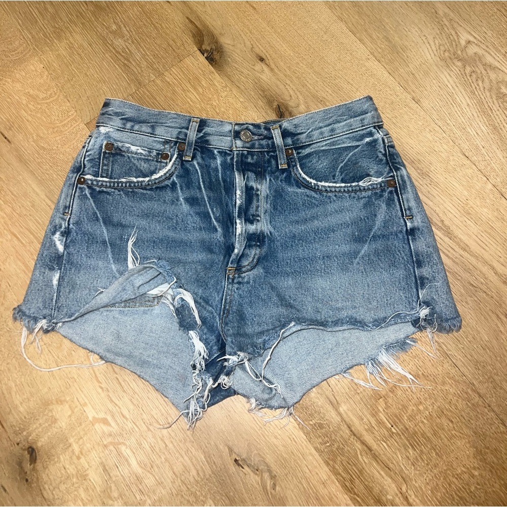 Darker denim Agolde shorts, size 25